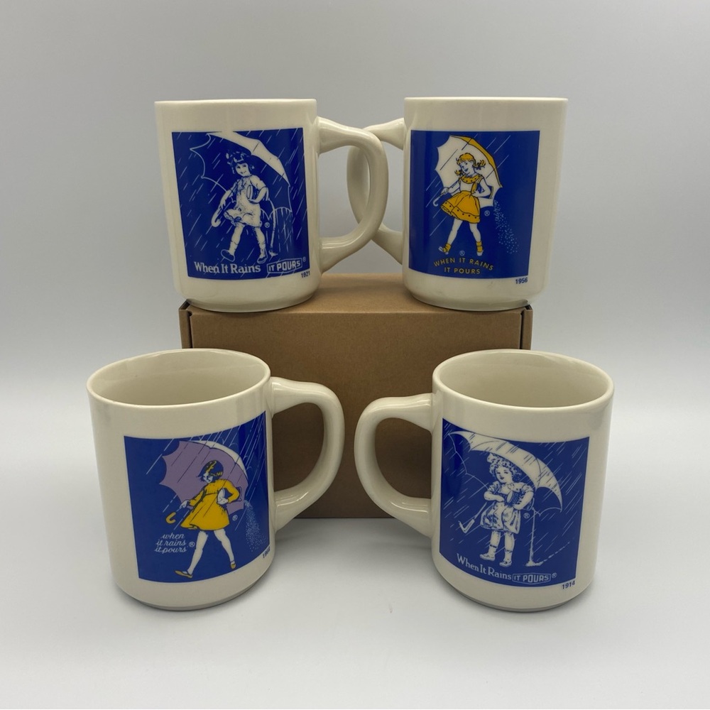 Set of 4 Morton Salt Ceramic Collector Coffee Mugs - Picture 2 of 11